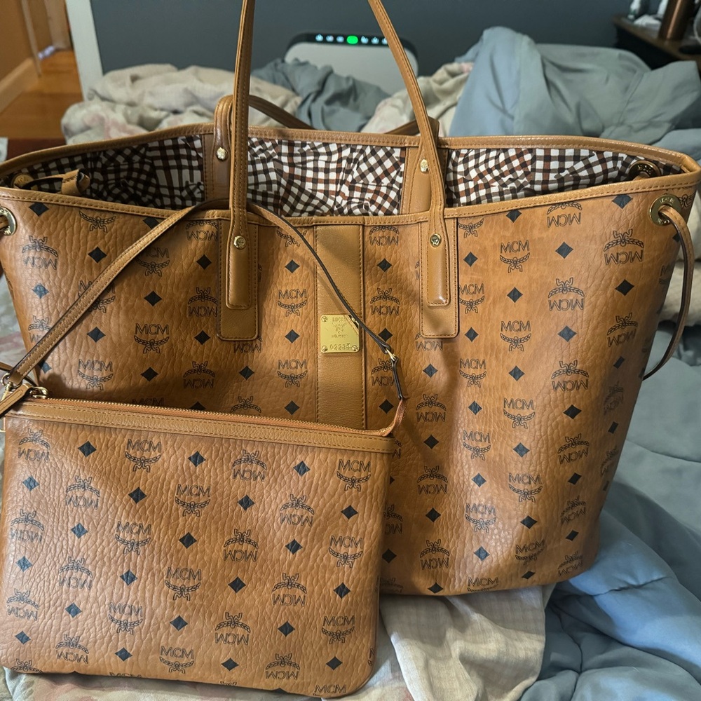 Copy- MCM Tan Tote Bag with Pouch